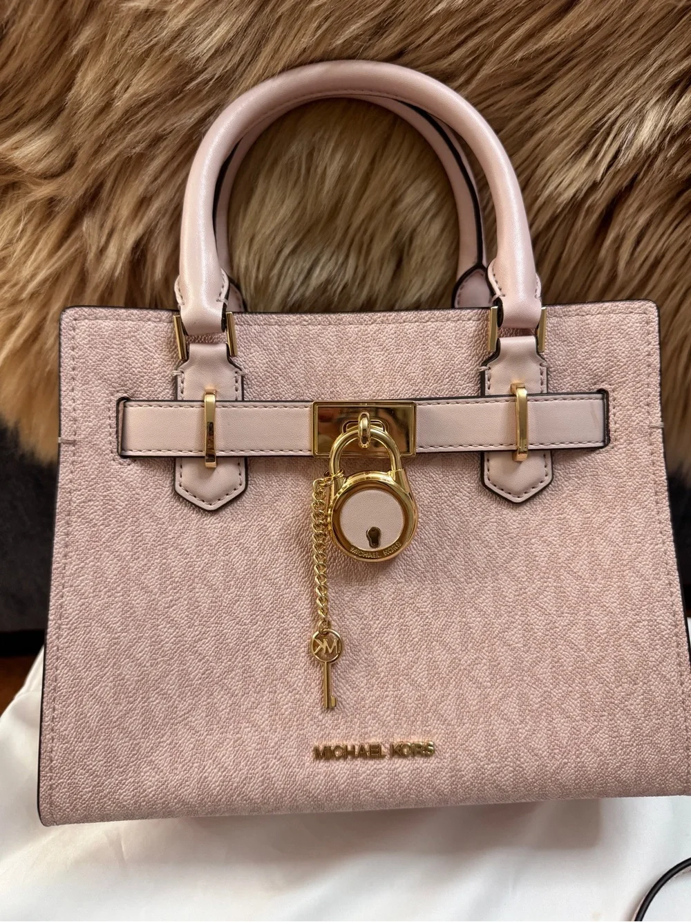 PRE-OWNED MK Hamilton Small Satchel Shoulder Crossbody Bag Powder Blush